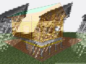 Графическое изображение дома на свайном фундаменте